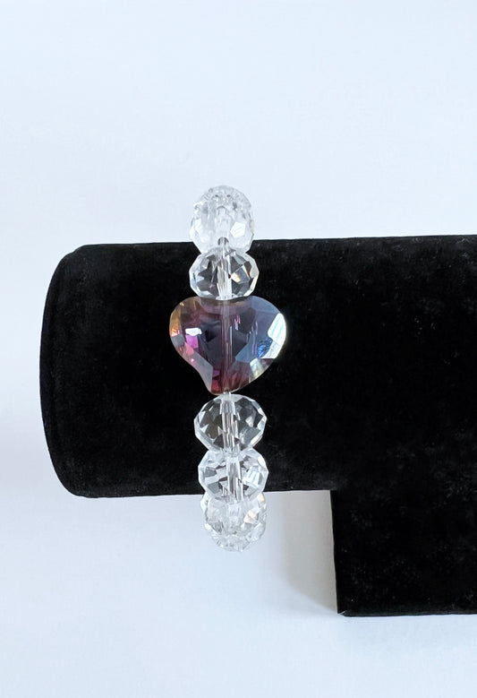 Glass Purple Heart Bracelet