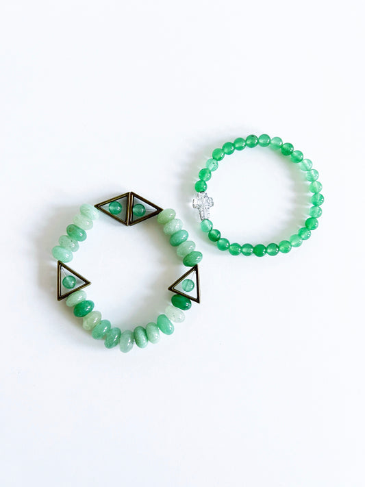 Jade and Glass Bracelet set